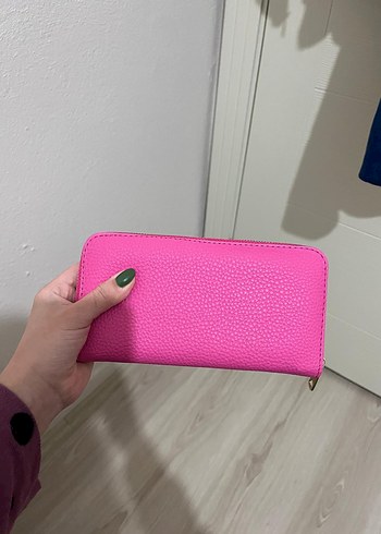 Pembe Fermuarlı Deri Kadın Clutch Çanta - Görsel 2