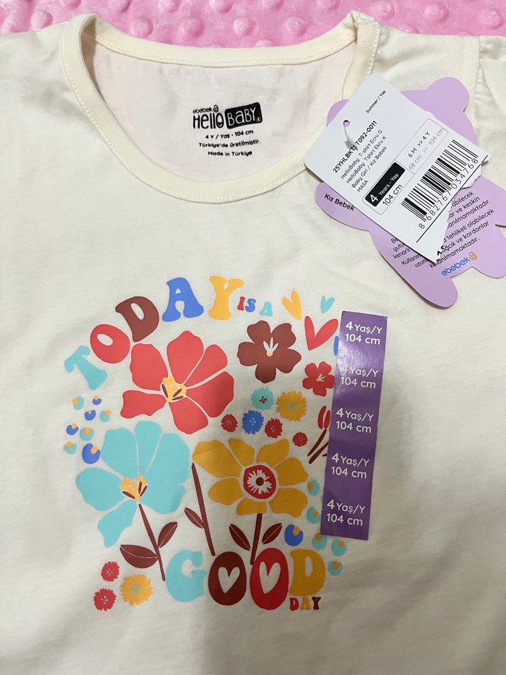 Beyaz Baskılı Kız Çocuk Tişörtü - Görsel 2