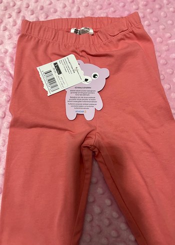 Kızlar için Pembe Pamuklu Tayt - Görsel 2