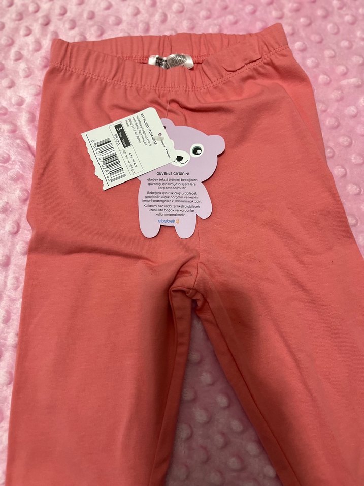 Kızlar için Pembe Pamuklu Tayt - Görsel 2