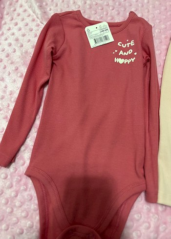 Uzun Kollu, Düğmeli Bebek Kız Body - Pembe - Görsel 3