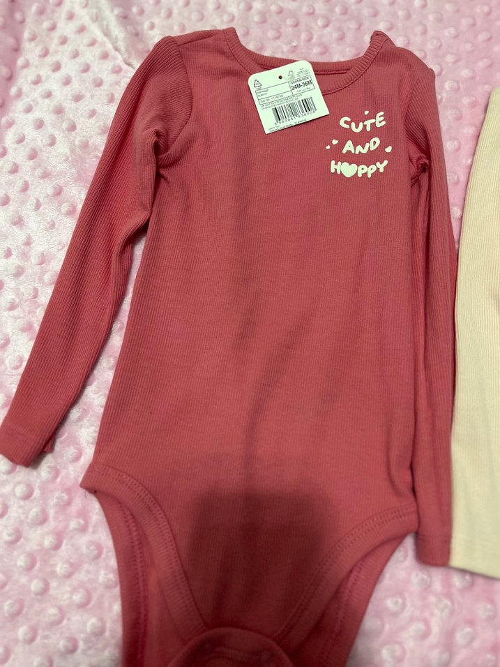 Uzun Kollu, Düğmeli Bebek Kız Body - Pembe - Görsel 3