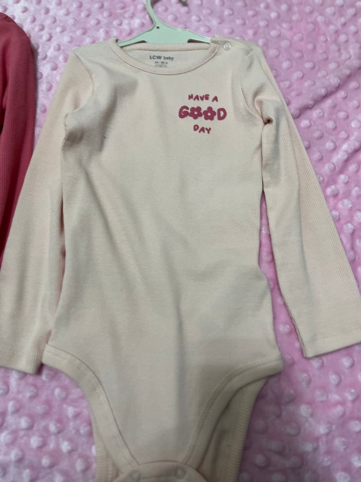 Uzun Kollu, Düğmeli Bebek Kız Body - Pembe - Görsel 2