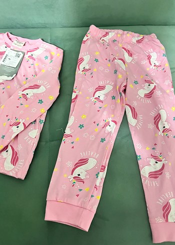 Pembe Unicorn Baskılı Kız Çocuk Uzun Kollu Tişört - Görsel 3