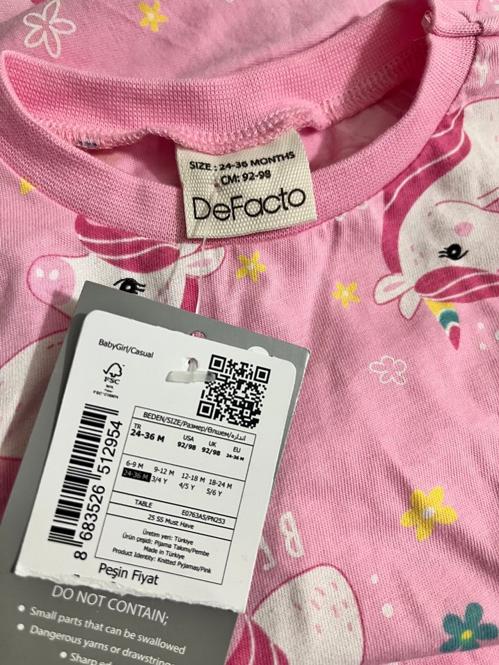 Pembe Unicorn Baskılı Kız Çocuk Uzun Kollu Tişört - Görsel 5