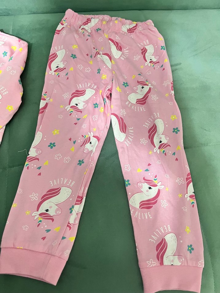 Pembe Unicorn Baskılı Kız Çocuk Uzun Kollu Tişört - Görsel 4