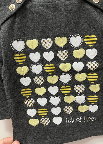 Düğmeli Gri Uzun Kollu Kız Tişört - Görsel 2