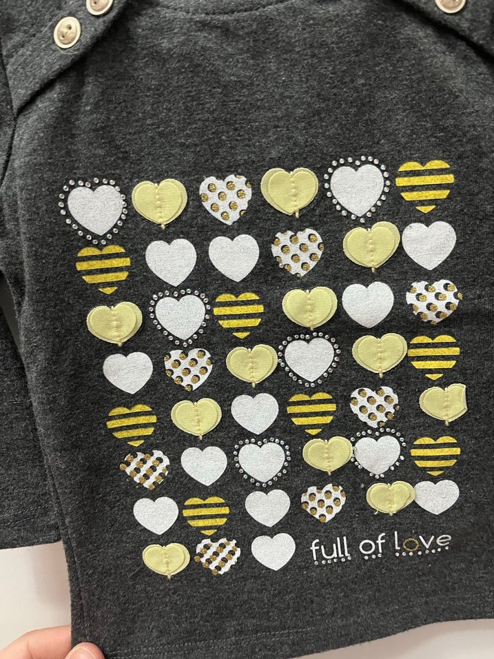 Düğmeli Gri Uzun Kollu Kız Tişört - Görsel 2