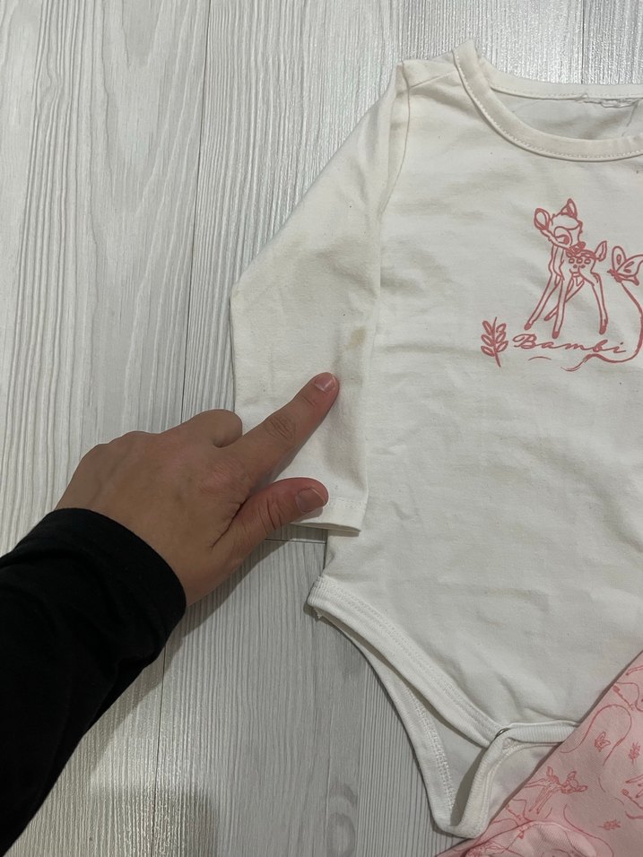 Baskılı Beyaz Bebek Kız Takımı - Görsel 3