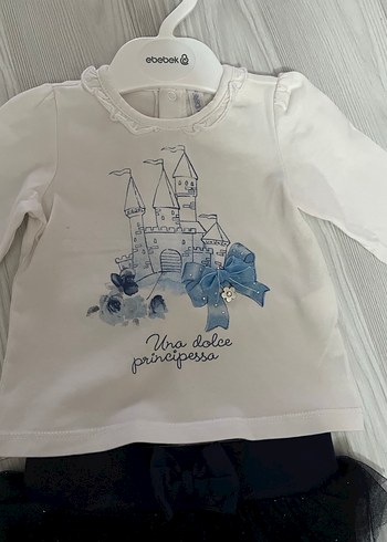 Beyaz Baskılı Fırfırlı Bebek Kız Takımı - Görsel 3