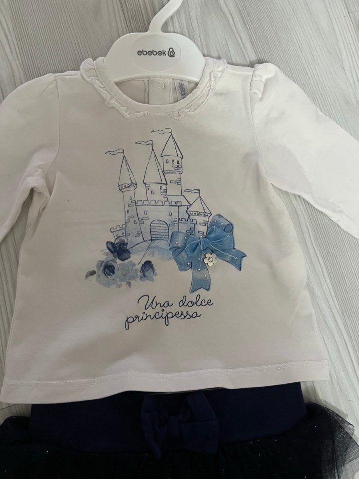 Beyaz Baskılı Fırfırlı Bebek Kız Takımı - Görsel 3