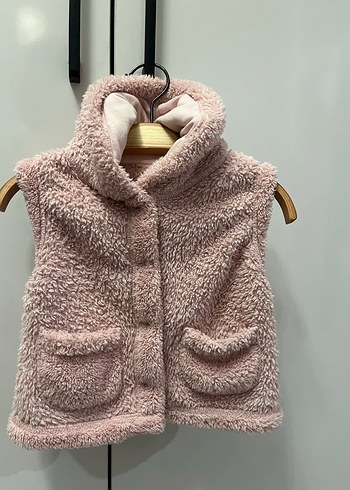 Kız Çocuk Pembe Peluş Yelek - Görsel 3