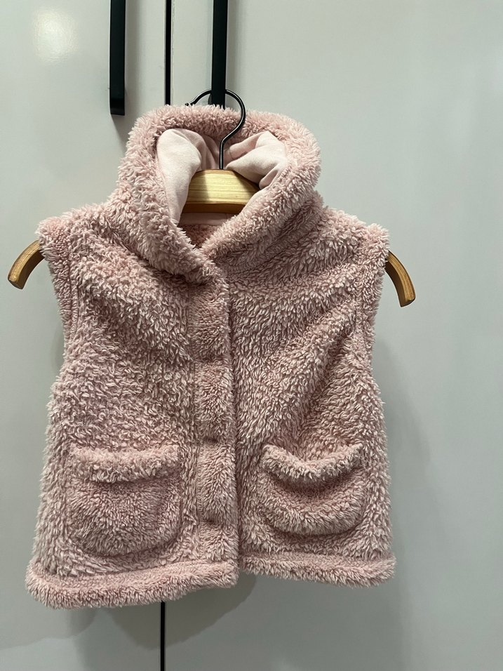 Kız Çocuk Pembe Peluş Yelek - Görsel 2