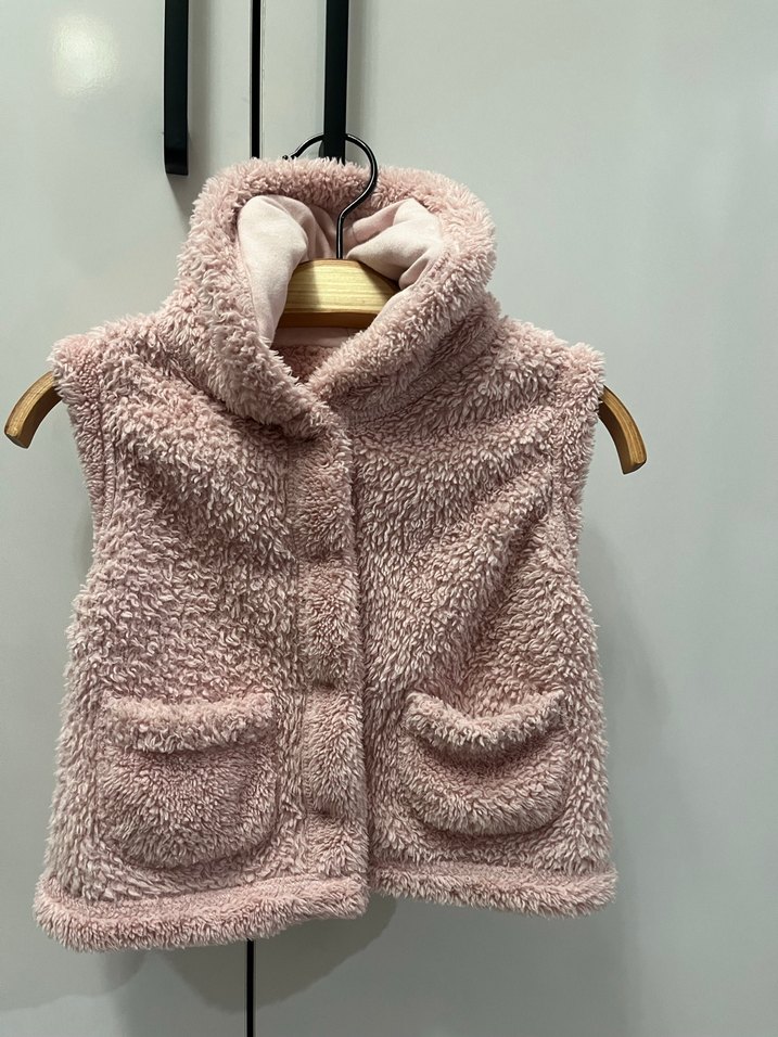 Kız Çocuk Pembe Peluş Yelek - Görsel 3