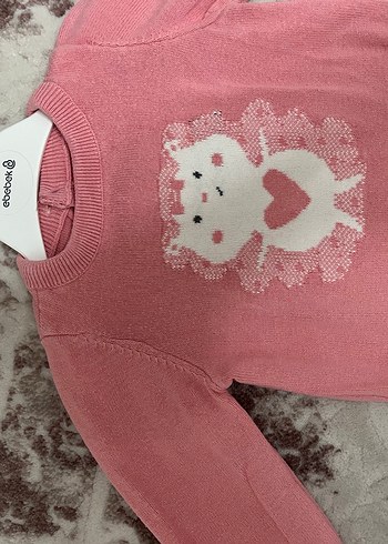 Pembe Nakışlı Örgü Bebek Kız Tulum - Görsel 5