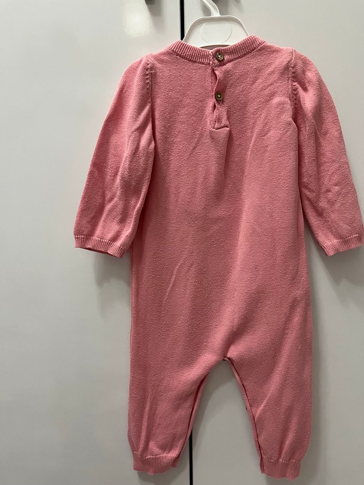 Pembe Nakışlı Örgü Bebek Kız Tulum - Görsel 3