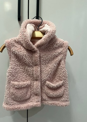 Kız Çocuk Pembe Peluş Yelek - Görsel 3