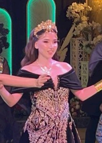 Zincir Detaylı Gold Parlak Altın Gelin Tacı - Görsel 3