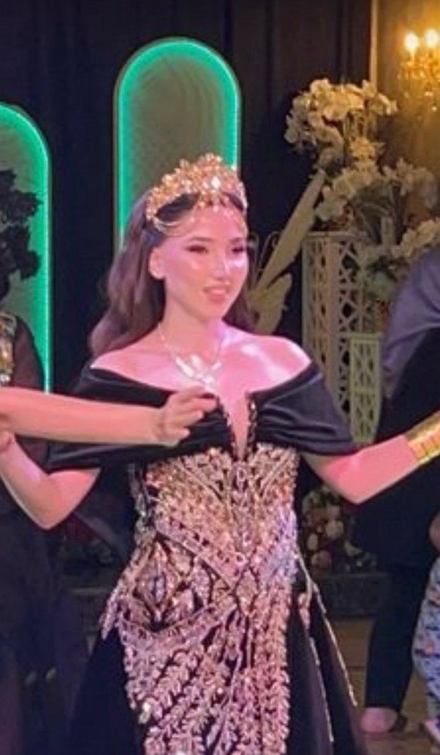 Zincir Detaylı Gold Parlak Altın Gelin Tacı - Görsel 3