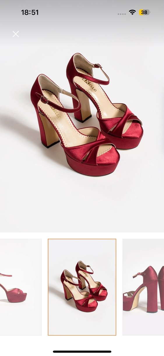 Bordo Saten Platform Topuklu Kadın Ayakkabı - Görsel 2