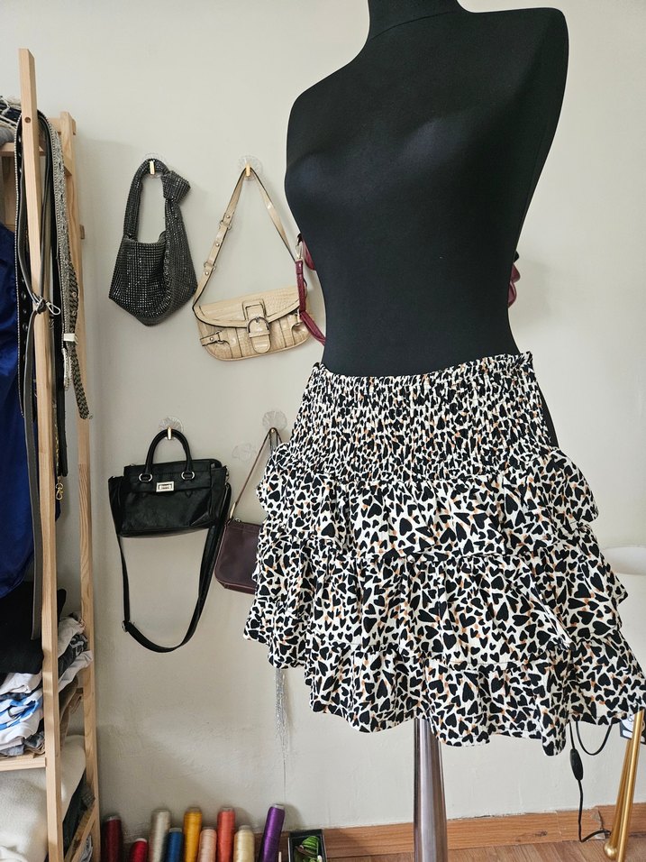 Kahverengi Leopar Desenli Mini Etek - Görsel 2