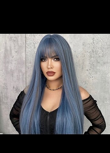 Beden Mavi Uzun Düz Cosplay Peruk