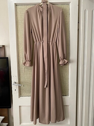 46 Beden camel Renk Tesettür elbise