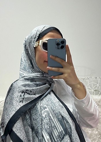 Beden gri Renk Gri İpek Dokulu Bohem Kadın Şal