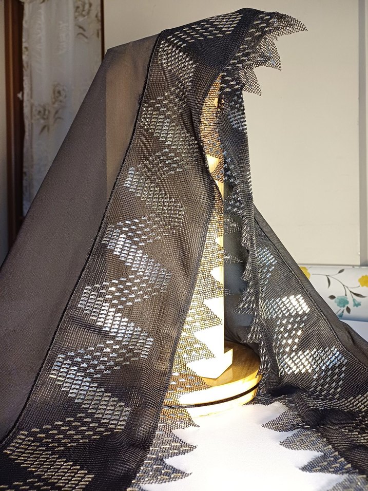 Siyah Parlak ter kirma mevlütlük Kadın Şal - Görsel 2