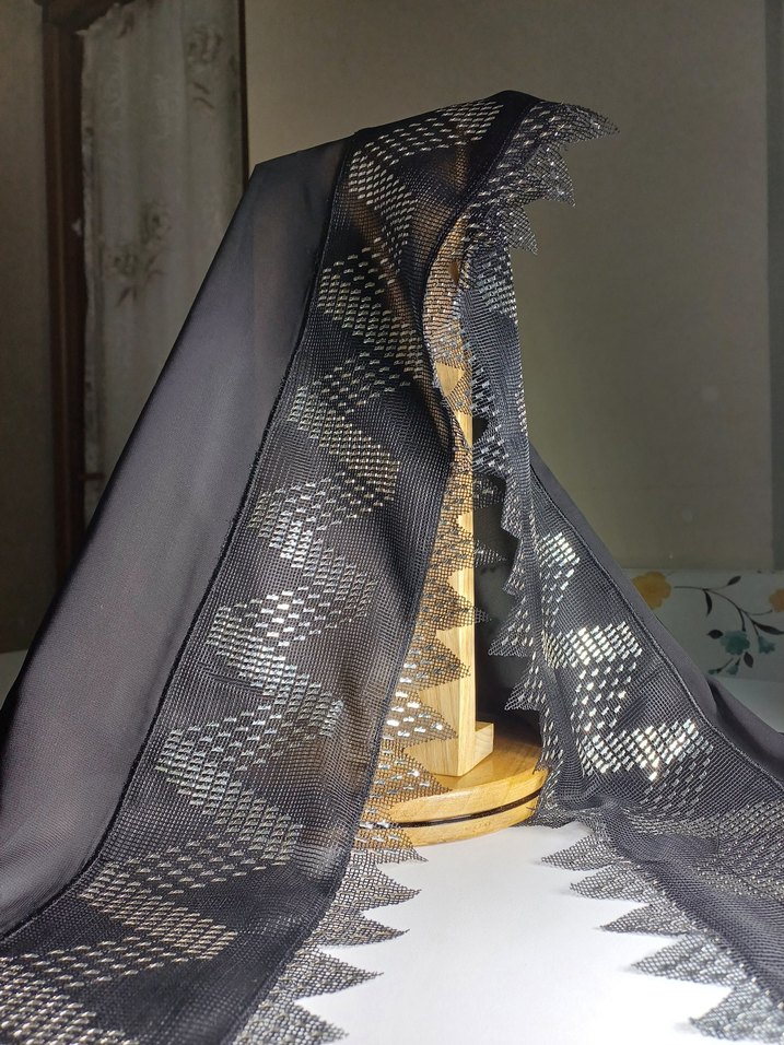 Siyah Parlak ter kirma mevlütlük Kadın Şal - Görsel 3