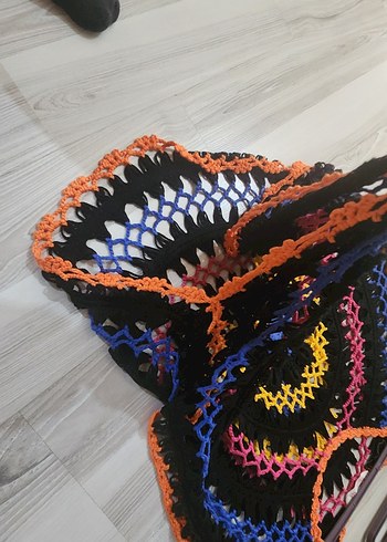 Penti Renkli Örgü Bohem Kız Panço Penti Plaj