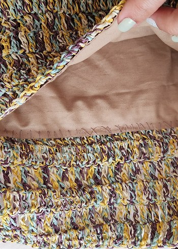 Renkli Kağıt ip Örgü Bohem Kadın Çanta - Görsel 7