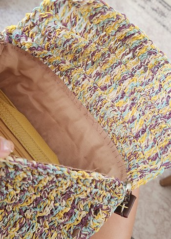 Renkli Kağıt ip Örgü Bohem Kadın Çanta - Görsel 9