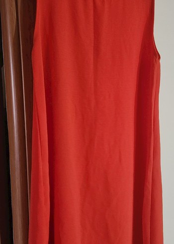 Kırmızı Kolsuz Midi Elbise - Görsel 5
