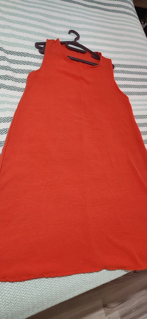 Kırmızı Kolsuz Midi Elbise - Görsel 3