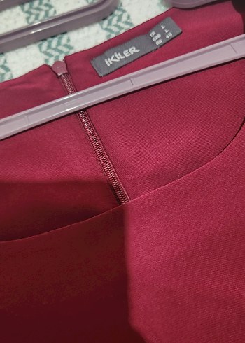 Bordo Drapeli V Yakalı Kadın Elbise - Görsel 5