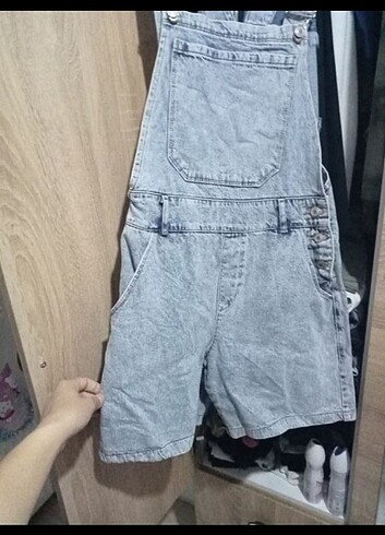 Zara şortlu kot salopet tulum