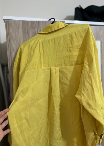 Sarı Düğmeli Keten Gömlek - Görsel 3