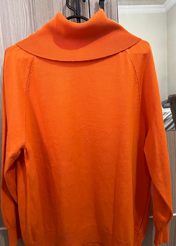 Turuncu Balıkçı Yaka Kadın Kazak - Görsel 2