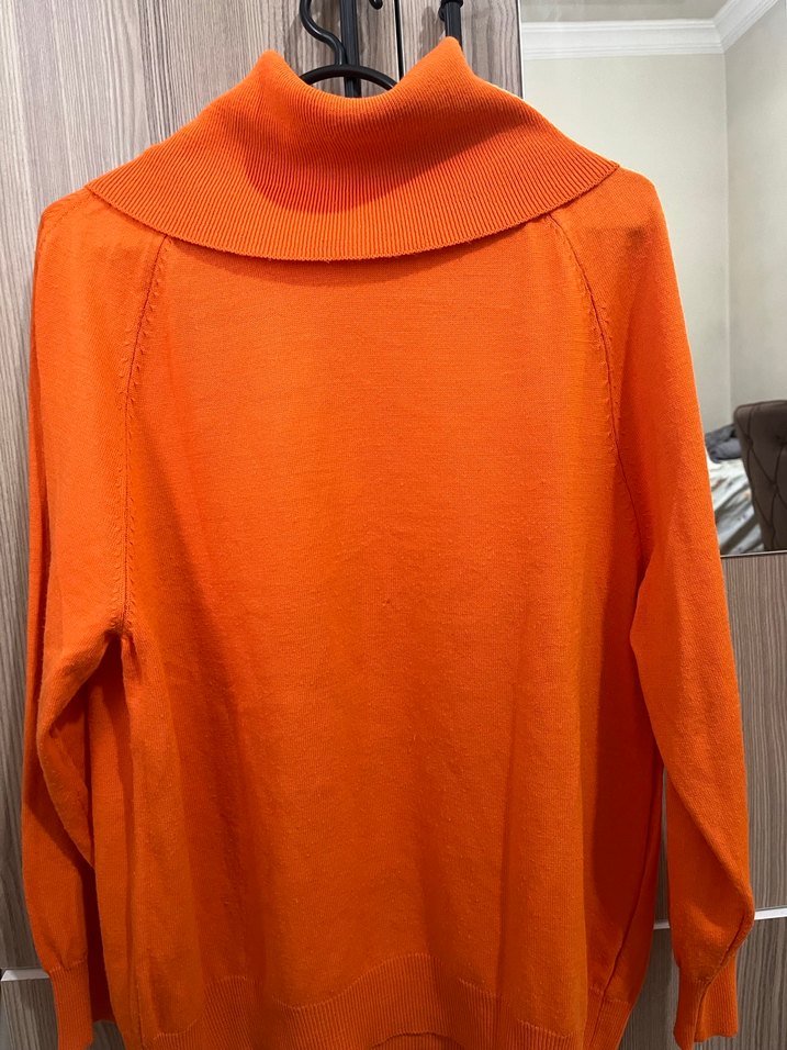 Turuncu Balıkçı Yaka Kadın Kazak - Görsel 2