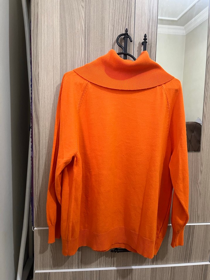 Turuncu Balıkçı Yaka Kadın Kazak - Görsel 4