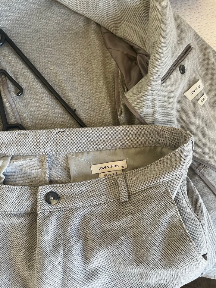 Gri Erkek Kumaş Ceket Notch Yaka (TAKIM ELBİSE ) - Görsel 5