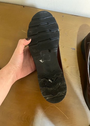 Kadın Bordo Zincir Detaylı Rugan Loafer - Görsel 8