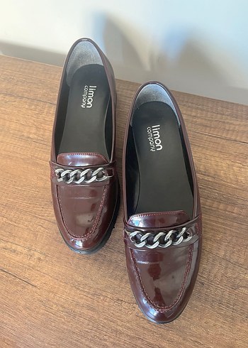 Kadın Bordo Zincir Detaylı Rugan Loafer - Görsel 3