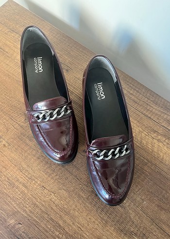 Kadın Bordo Zincir Detaylı Rugan Loafer - Görsel 6