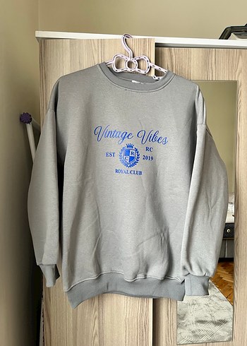 Gri Vintage Vibes Baskılı Sweatshirt - Görsel 2