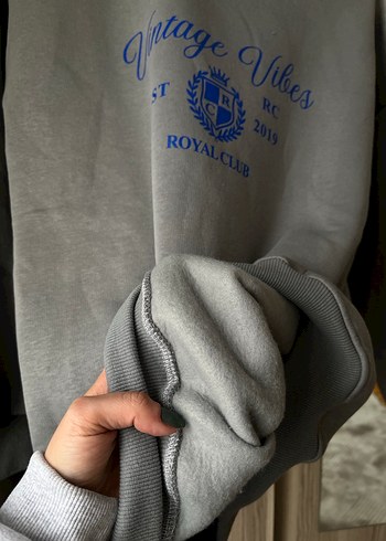 Gri Vintage Vibes Baskılı Sweatshirt - Görsel 6