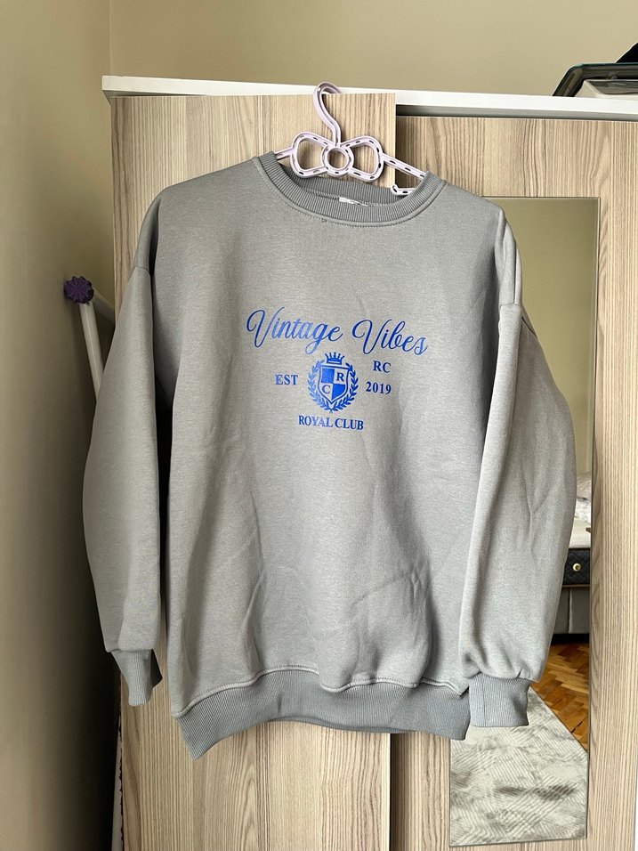 Gri Vintage Vibes Baskılı Sweatshirt - Görsel 2