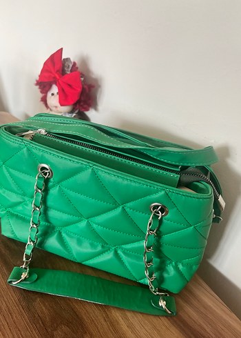 Zincir Detaylı Yeşil Deri Kadın Çanta Prada - Görsel 4