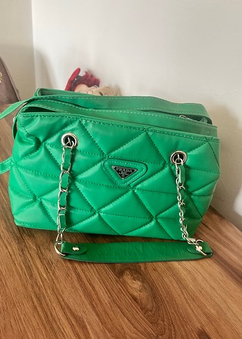 Zincir Detaylı Yeşil Deri Kadın Çanta Prada - Görsel 5